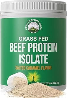 Grass Fed Beef Protein Powder - Lactose Free Great Tasting Beef Protein Isolate. Complete Animal Based Non Dairy Paleo Carnivore Supplement for Prime Muscle Building. No Whey. Salted Caramel Flavor