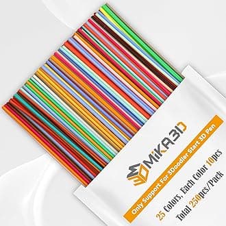 25 Colors PCL 3D Pen Filament Refill for 3Doodler Start+ 3D Pen, Low Print Temperature Filament Only Fit for 3Doodler Start 3D Pen, Each Color 15cm x 10pc, Total 250pcs 3750cm PCL Filament by MIKA3D