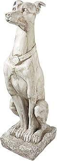 Design ToscanoAL32920 Art Deco Whippet Greyhound Sentinel Dog Statue, antique stone