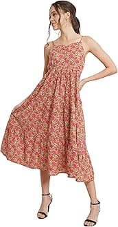 COTLAND FashionsBreathable Cotton Printed A-Line Midi Dress for Women
