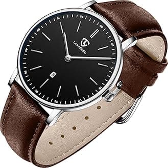 Watch, Mens Watch, Minimalist Fashion Simple Wrist Watch Analog Date with Leather Strap