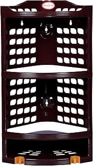 Surprise® Multi Purpose Plastic Corner Rack/Stylish Storage Shelf for Kitchen/Living Room/Bathroom/Brown (48 cm X 28 cm X 18 cm)