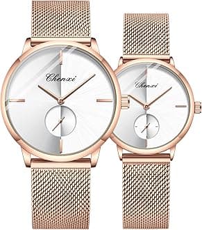 Couple Watches Men and Women Pair Quartz Watches Casual Stainless Steel Mesh Strap Fashion Watches
