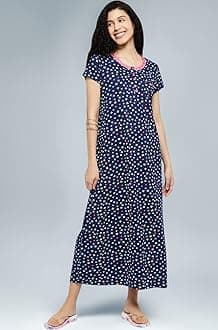 Women Cotton Printed Midi Night Gown