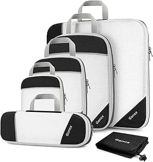 Compression Packing Cubes, Gonex Extensible Storage Mesh Bags Organizers, 6 PCS Black, L+M+S+XS+Slim+Laundry Bag