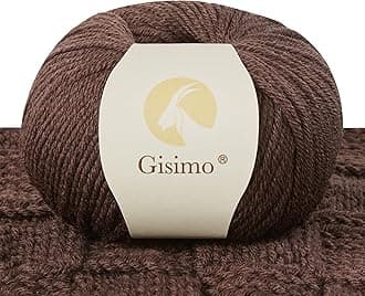 100% Merino Wool Yarn, 6-Ply Luxurious and Soft Yarn for Hand Knitting & Crocheting, 1.76 OZ/50g, 127 yds/116 Meters(Coffee, 1 Ball)