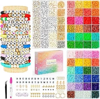 Friendship Bracelet Kit, 14,000pcs 48 Colors Bracelet Making Kit Clay Beads with Number Letter Bead Set Concert Merch Arts and Crafts Gifts for Kids Teen Girls Jewelry Making Supplies Bracelet Maker1