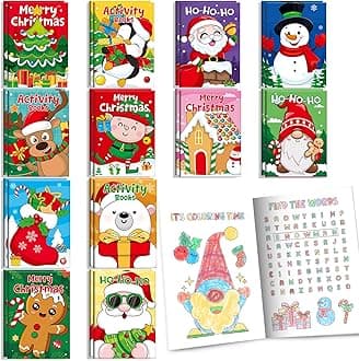 BenLouis 24 Pack Mini Activity Books for Kids Christmas Gifts Bulk for Christmas Holiday Classroom School Gift Prizes Stocking Goodie Bags Crafts