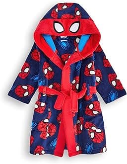 Marvel Spider-Man Dressing Gown For Boys | Kids Superhero Blue Red Pyjamas Bathrobe | Comics Robe Clothing Gift
