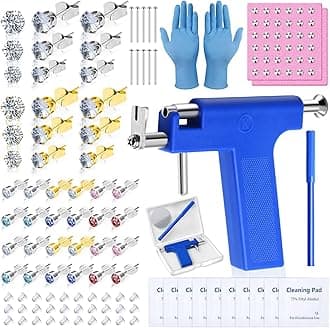 Ear Piercing Gun Kit, Professional Ear Piercing Kit Nose Piercing Tool with Stainless Steel Stud Earrings and Earrings Backs for Salon and Home Piercing