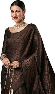 Indian Women's Navy Blue Woven Design Banarasi Silk Saree with Unstitched Blouse Piece (SOHNA2001_Parent)