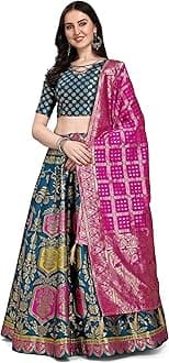 Women's Jacquard Semi-Stitched Lehenga choli