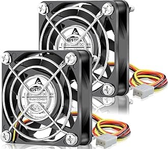 60mm x 15mm Fan 3 Pin, 12V Brushless DC Cooling Fan 60x60x15mm for PC Cases, CPU Coolers, and Radiators (2 Pack)