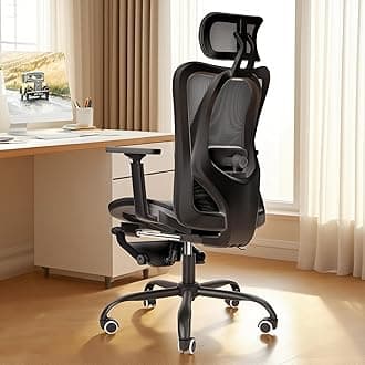 Ergonomic Office Chair with Adjustable Headrest & Lumbar Support - 400lbs Heavy Duty White Computer Desk Chair, Breathable Mesh Back, 360° Swivel & Silent Wheels for Home Office (Black)