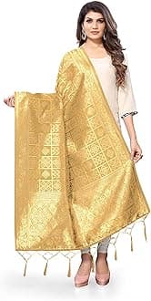 Women's Bandhani Floral Woven Silk Dupatta With Zari Work