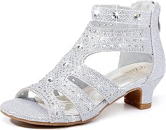 Girls High Heels Dress Pump Sandals Glitter Wedding Flower Party Princess Shoes for Kids Toddler