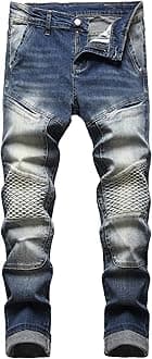 JUNBAOSS Men's Slim Fit Stretch Jeans Ripped Skinny Jeans for Men, Distressed Straight Leg Fashion Comfort Flex Waist Pants