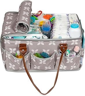 Moteph Extra Large Diaper Caddy with Zip-Top Cover (Without Changing Mat - Tan Color)