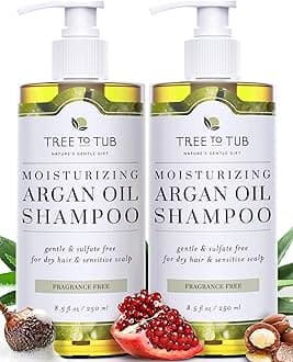 Tree to Tub Fragrance Free Shampoo for Dry & Sensitive Scalp - Gentle Unscented Hydrating Hair Shampoo for Women & Men, Moisturizing Sulfate Free Shampoo w/ Organic Argan Oi, All Natural Aloe Vera