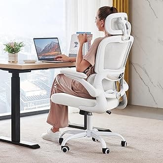 Office Chair Ergonomic Desk Chair, 330 LBS Home Mesh Office Desk Chairs with Wheels, Comfortable Gaming Chair, High Back Office Chair for Long Hours (White White)