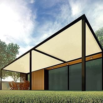 Patio Paradise 6' x 15' Shade Cloth 6/8/12 FT Sun Shade Fabric Roll UV Block Windscreen Canopy Pergola Cover Cloth Sunscreen Fabric for Outdoor Backyard Deck Porch, Beige