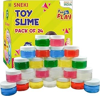 SNEKI (Pack of 24) Non Sticky Crystal Clay Kids Slime Putty Toy for Kids Educational Creative DIY Toys Stress Relief Sludge Toy for Boys and Girls (50gram)