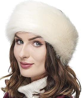 Futrzane Classic Headband - Faux Fur Headbands for Women - Furry Band for Winter - One Size (Ecru Classic)