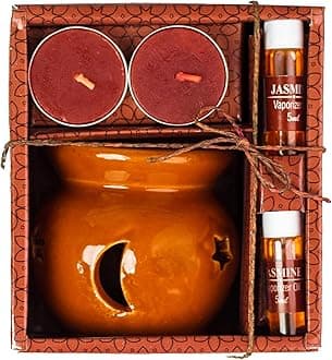 AuraDecor Fragrance Heat Diffuser Gift Set with Tealight Candles || HomeDecor || Diffuser Set || Tealight || Candles (Jasmine)