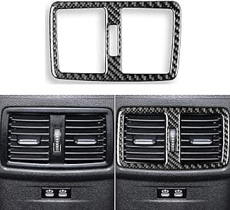 Real 3K Black Carbon Fiber Car Rear Row Air Conditioner Wind Outlet Vent Panel Decoration Frame Sticker Auto Interior Accessories Compatible with BMW X1 F48 F49 2016-2022/X2 F39 2018-2022