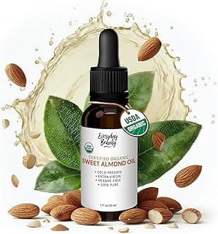 Organic Sweet Almond Oil | 100% Pure, Cold-Pressed, Unrefined | USDA Certified Organic | Amber Glass Bottle with Glass Dropper | For Face, Skin & Hair - 1 Fl Oz
