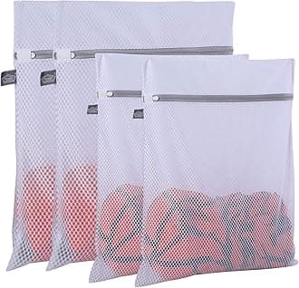 Kimmama Laundry Mesh Wash Bags, Lingerie Bags for Washing Delicates, Mesh Laundry Bags for Washing Machine, White Net, Grey Zipper, 2XL & 2L