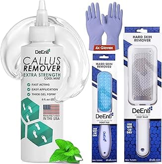 DeEnti Callus Maintenance Pack, Bundle Includes Mint Scented Callus Remover, Metal Foot Rasp, Foot File, and 4 Pairs of Gloves, Salon Grade Foot Care, Home Manicure and Pedicure Kit