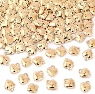 MARFOREVER 120 Pcs Heart Charms, Gold Valentines Day Charms for Jewelry Making, Romantic Love Heart Shape Pendants Charm for Valentine's Day Gifts DIY Bracelet Necklace Earrings Making Crafts