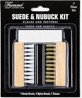 Fiamme Suede and Nubuck Cleaning Kit - Complete Brass & Nylon Brush Set, Suede Eraser for Shoes, Jackets, Boots, Handbags