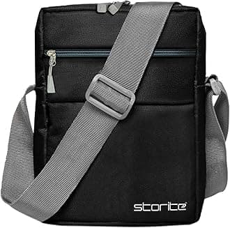 Storite 10 Inch Stylish Padded Mini Sling Bag for Men and Women, Small Passport Travel Bag and Small Sling Bag With Water Bottle Pocket (25x16x7.5cm)