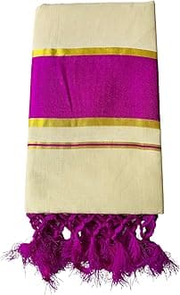 ALLUVYWomen's Kuthampully Kerala Kasavu Saree with Kunjalam (Tussle) Tissue Plain - EKM-795