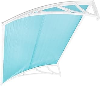 Blisswood Outdoor Door Canopy Rain Shelter Awning Canopy Waterproof Window Roof Cover for Front & Back Door Porch Canopy Rain Protector Polycarbonate Roofing Sheets Awning (150 x 100 cm, Blue)