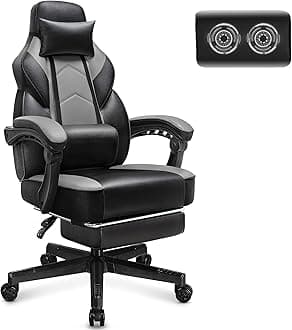 Meilocar Gaming Chair for Adult, Computer Chair with Footrest Video Game Chair Big and Tall Gaming Chair with Massage Lumbar Support, Adjustable Height and 360° Swivel Seat(Grey)