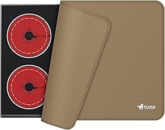 FLASLD Fireproof Stove Top Cover, Silicone Glass Top Stove Cover Protector for Electric Stove, Extra Large Silicone Stovetop Mat, Cooktop Protector Mat for Counter, Cooker, Brown-20×24 inch