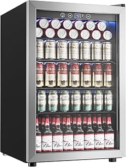 4.5 Cu.ft Beverage Refrigerator Cooler, 145 Can Mini Fridge with Digital Temperature Display for Soda Beer Wine, Freestanding beverage fridge with Adjustable Shelving for Home Office Bar