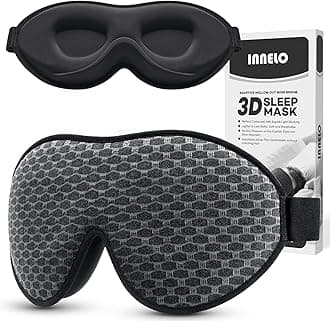 INNELO Sleep Mask 100% Blackout for Men Women, 3D Contoured Zero Pressure Eye Mask for Sleeping with Ice Silk Lining, Soft Comfort Sleeping Mask for Shift Work, Business Trips, Insomnia,Grey