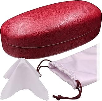 Hard Sunglasses case - Women Glasses Case Holder - Large Durable Eyeglass Case Hard Shell with Pouch & Cloth