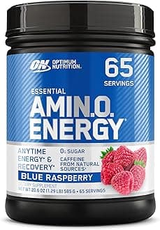 Amino Energy - Pre Workout with Green Tea, BCAA, Amino Acids, Keto Friendly, Green Coffee Extract, Energy Powder - Blue Raspberry, 65 Servings