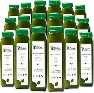5 Day Green Juice Cleanse by Raw Fountain, All Natural Raw, Vegan Detox, Cold Pressed Juice, Great Way to Detox Your Digestive System, 30 Bottles 12oz