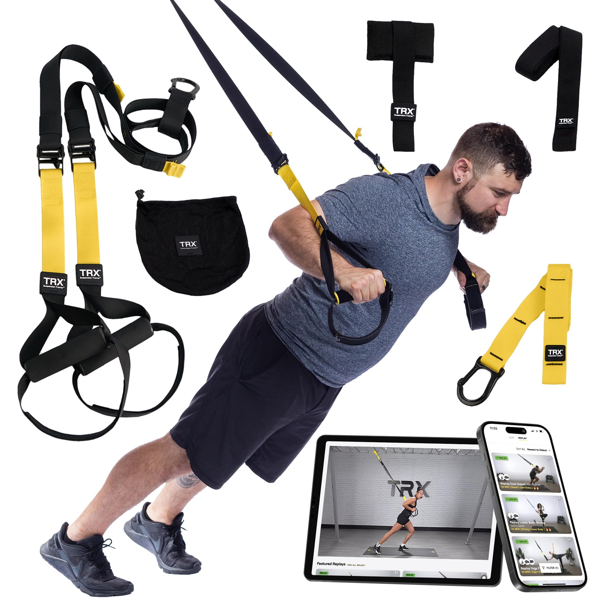 - All-In-One Home Gym System – Complete Suspension Training Kit for Strength Training, HIIT & Full-Body Workouts at Home or Outdoors, Includes Indoor & Outdoor Anchors