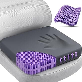 TushGuard Gel Seat Cushion for Long Sitting, XL Thick Cooling Chair Cushion for Office Chairs, Wheelchair & Car Seats, Breathable Gel Pad with Non-Slip Cover (X-Large, Grey)