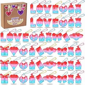 57PCS Fidget Valentines Day Gifts for Kids, Valentines Pop Its for Kids Classroom Exchange Gifts, Valentines Party Favors for Kids, School Kids Valentines Toys, Fidget Toys Bulk, Classroom Prizes