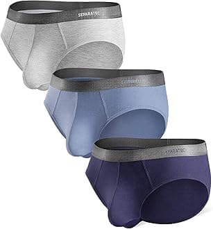 Men's Underwear 3 Pack Basic Bamboo Rayon Soft Breathable Dual Pouch Briefs