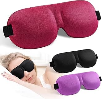 YIVIEWSleep Mask for Back and Side Sleeper Pack of 3, 100% Light Blocking 3D Eye Masks for Sleeping, Lightweight & Breathable Eye Cover for Women Men, Zero Pressure Night Blindfold