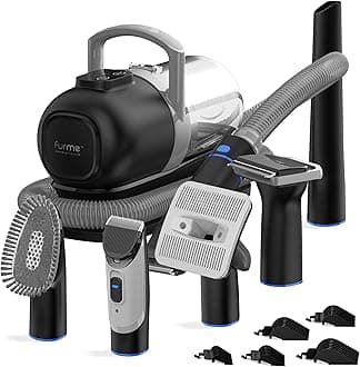 FurMe Original Pet Grooming Vacuum Kit - Cat & Dog Grooming Kit for Easy Pet Care at Home, Quiet & Safe Dog Hair Remover Machine with Brush, Clipper, Shedding & Cleaner Tools & 1L Canister